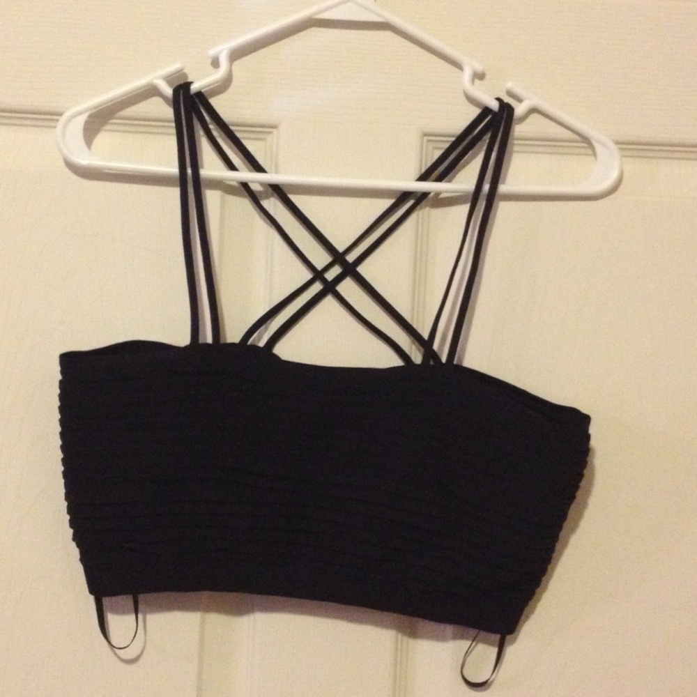 BCBG strapy black crop top